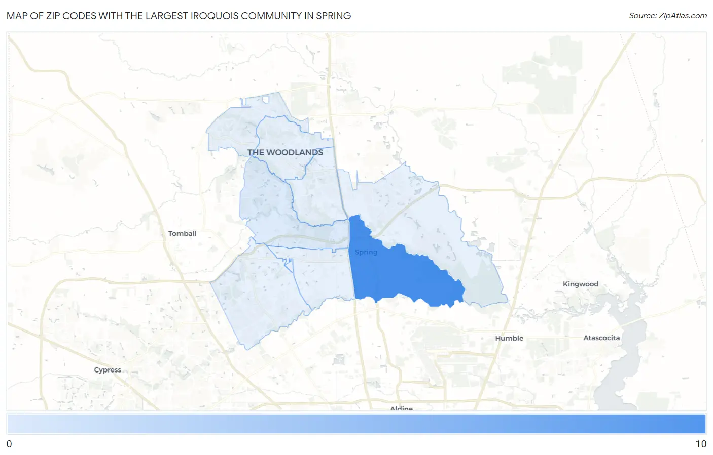 Zip Codes with the Largest Iroquois Community in Spring Map