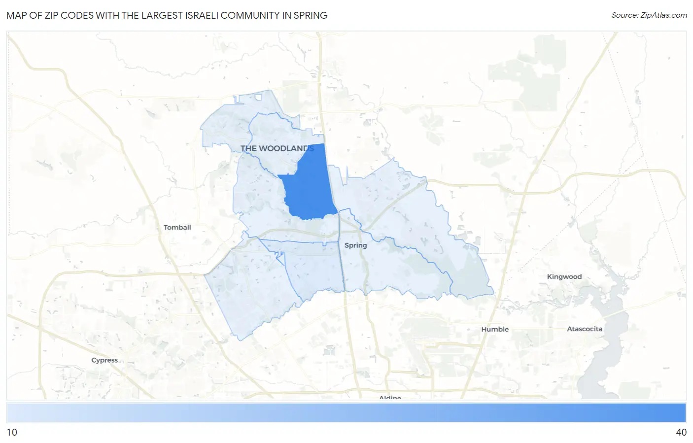 Zip Codes with the Largest Israeli Community in Spring Map