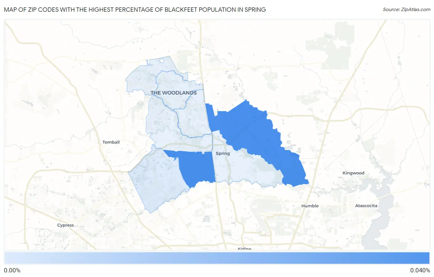 Zip Codes with the Highest Percentage of Blackfeet Population in Spring Map