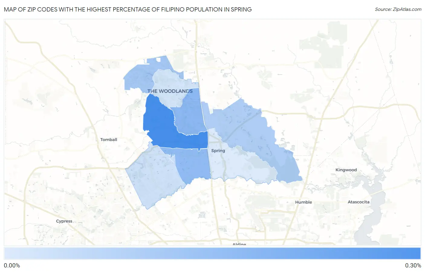Zip Codes with the Highest Percentage of Filipino Population in Spring Map