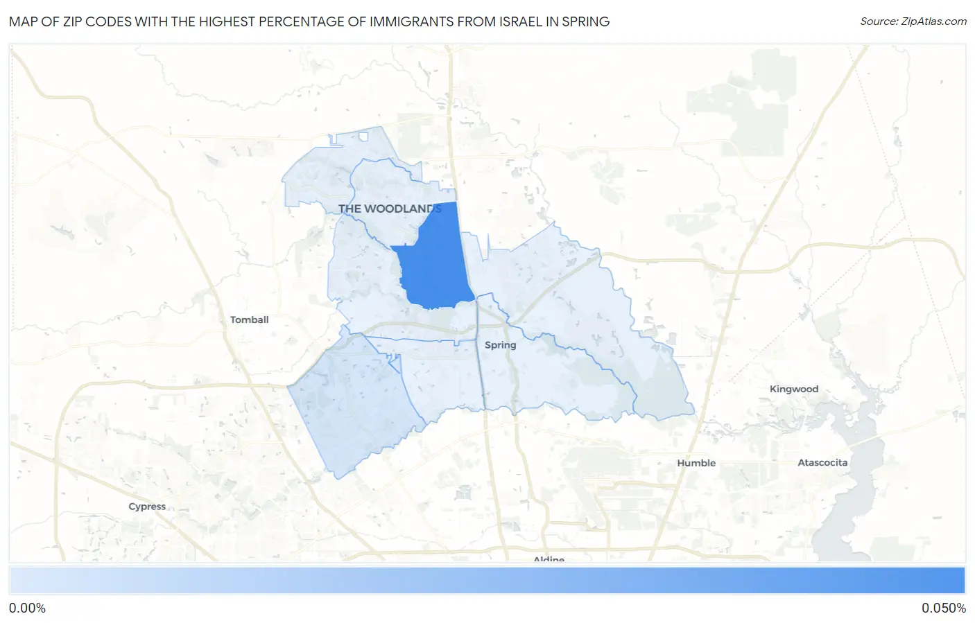 Zip Codes with the Highest Percentage of Immigrants from Israel in Spring Map