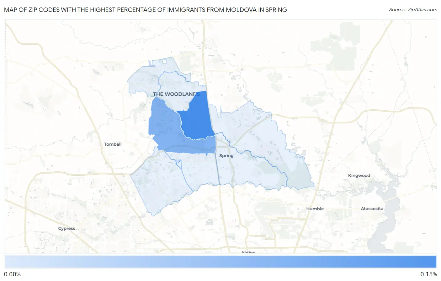 Zip Codes with the Highest Percentage of Immigrants from Moldova in Spring Map