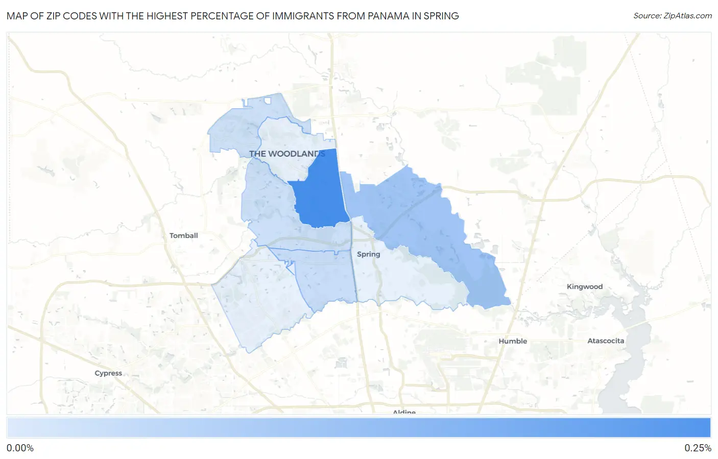 Zip Codes with the Highest Percentage of Immigrants from Panama in Spring Map