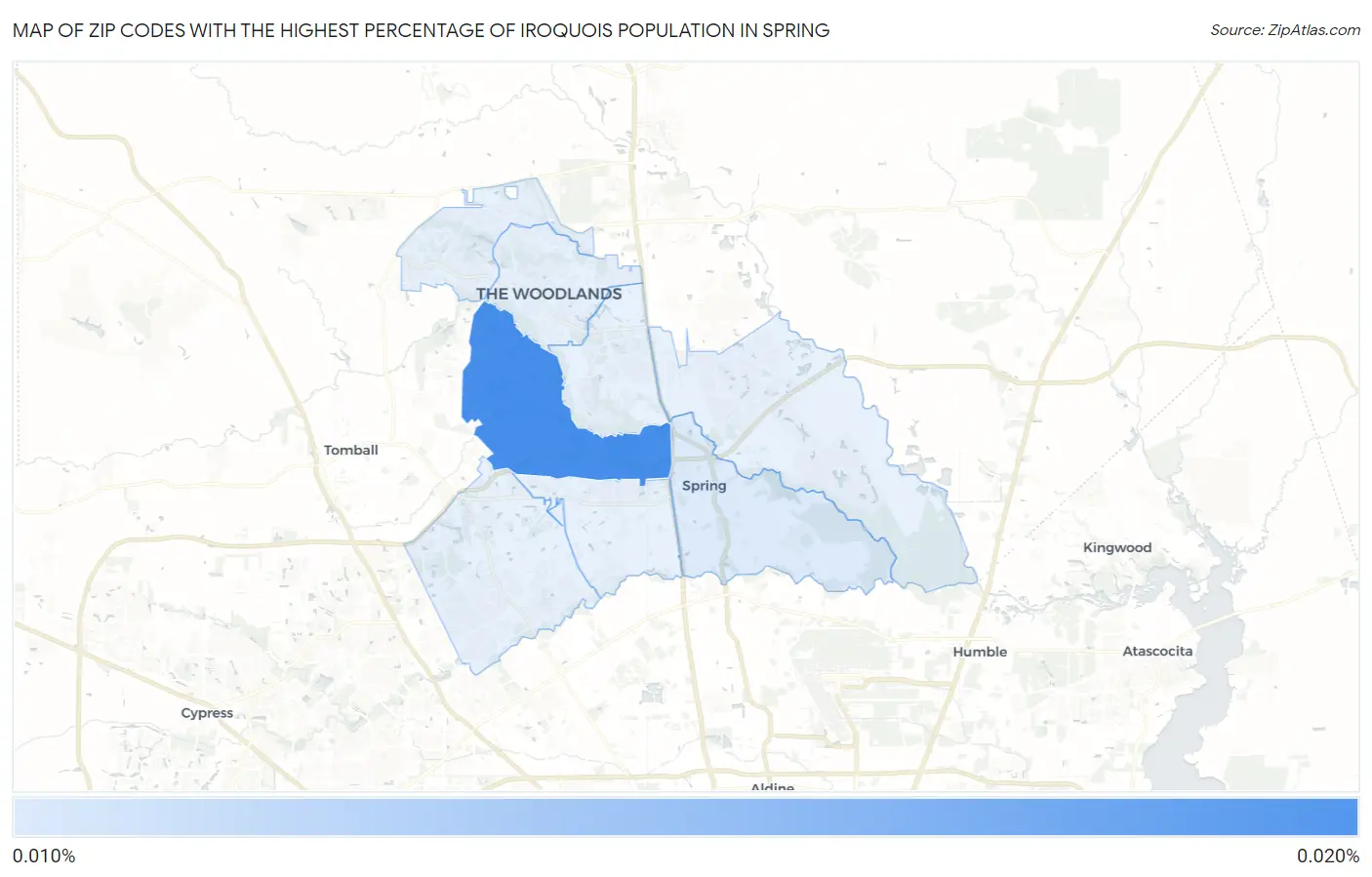 Zip Codes with the Highest Percentage of Iroquois Population in Spring Map