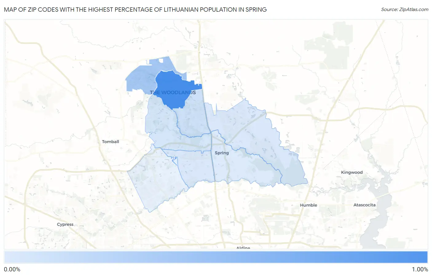 Zip Codes with the Highest Percentage of Lithuanian Population in Spring Map