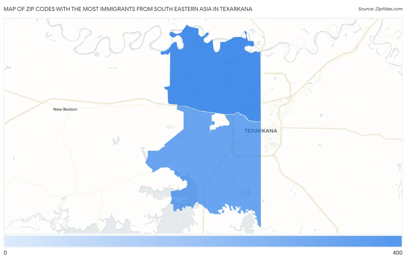 Zip Codes with the Most Immigrants from South Eastern Asia in Texarkana Map
