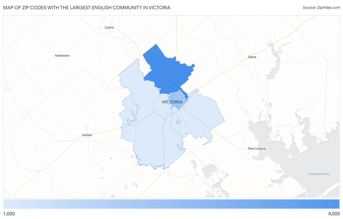 Zip Codes with the Largest English Community in Victoria Map