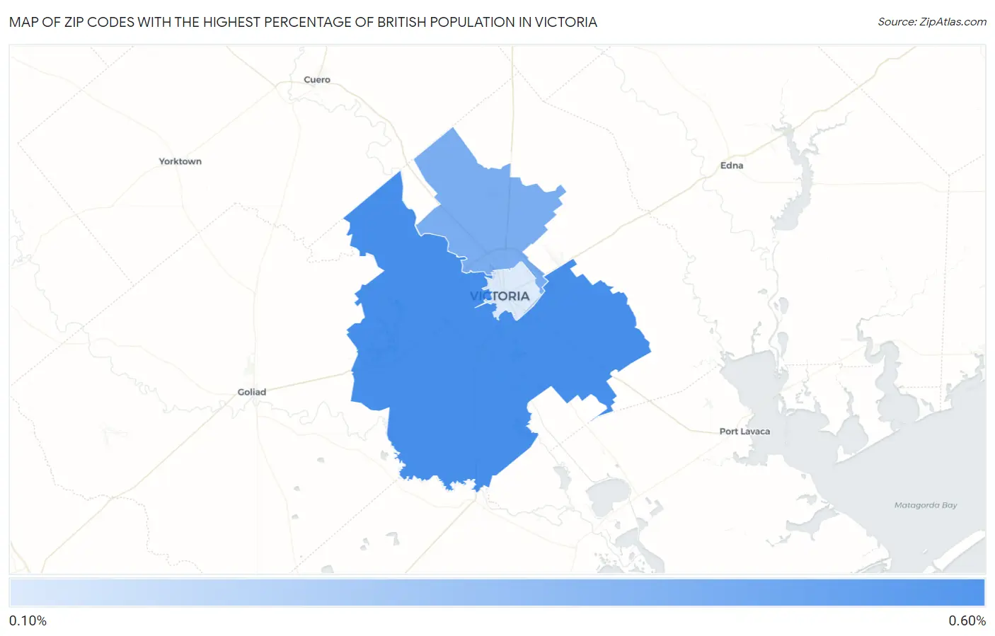 Zip Codes with the Highest Percentage of British Population in Victoria Map