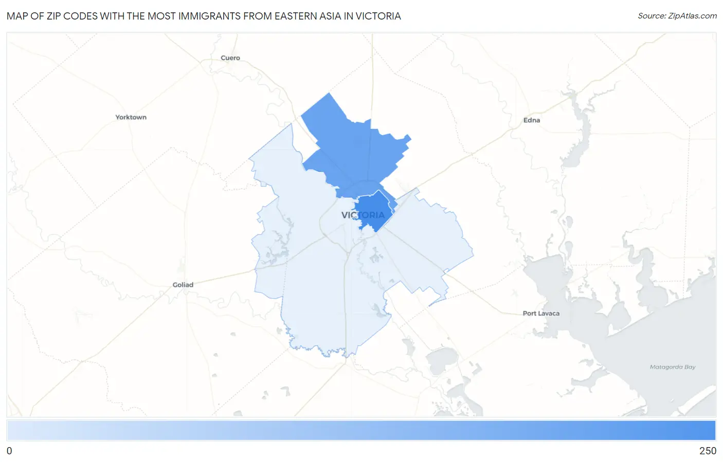 Zip Codes with the Most Immigrants from Eastern Asia in Victoria Map