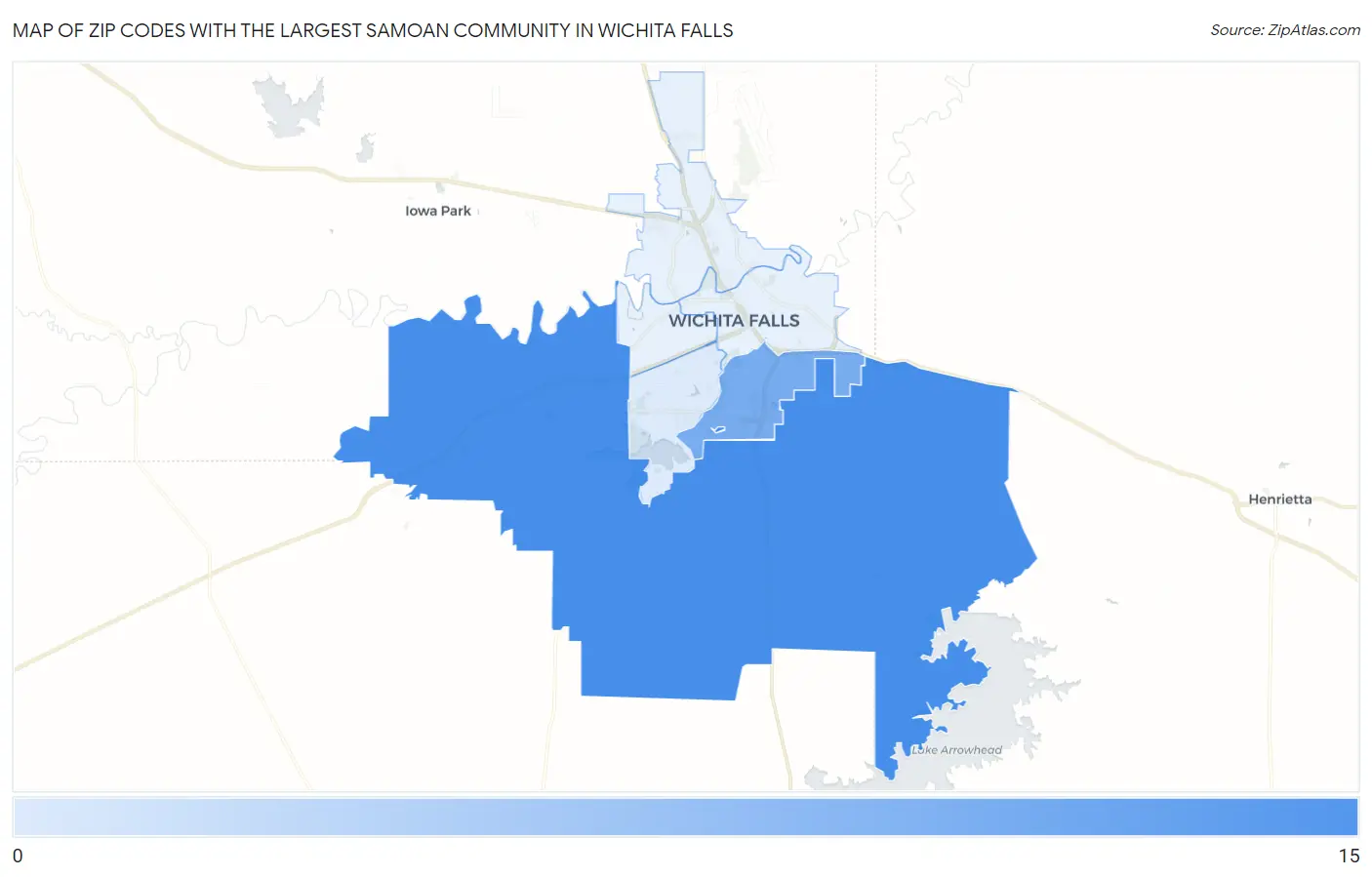 Zip Codes with the Largest Samoan Community in Wichita Falls Map