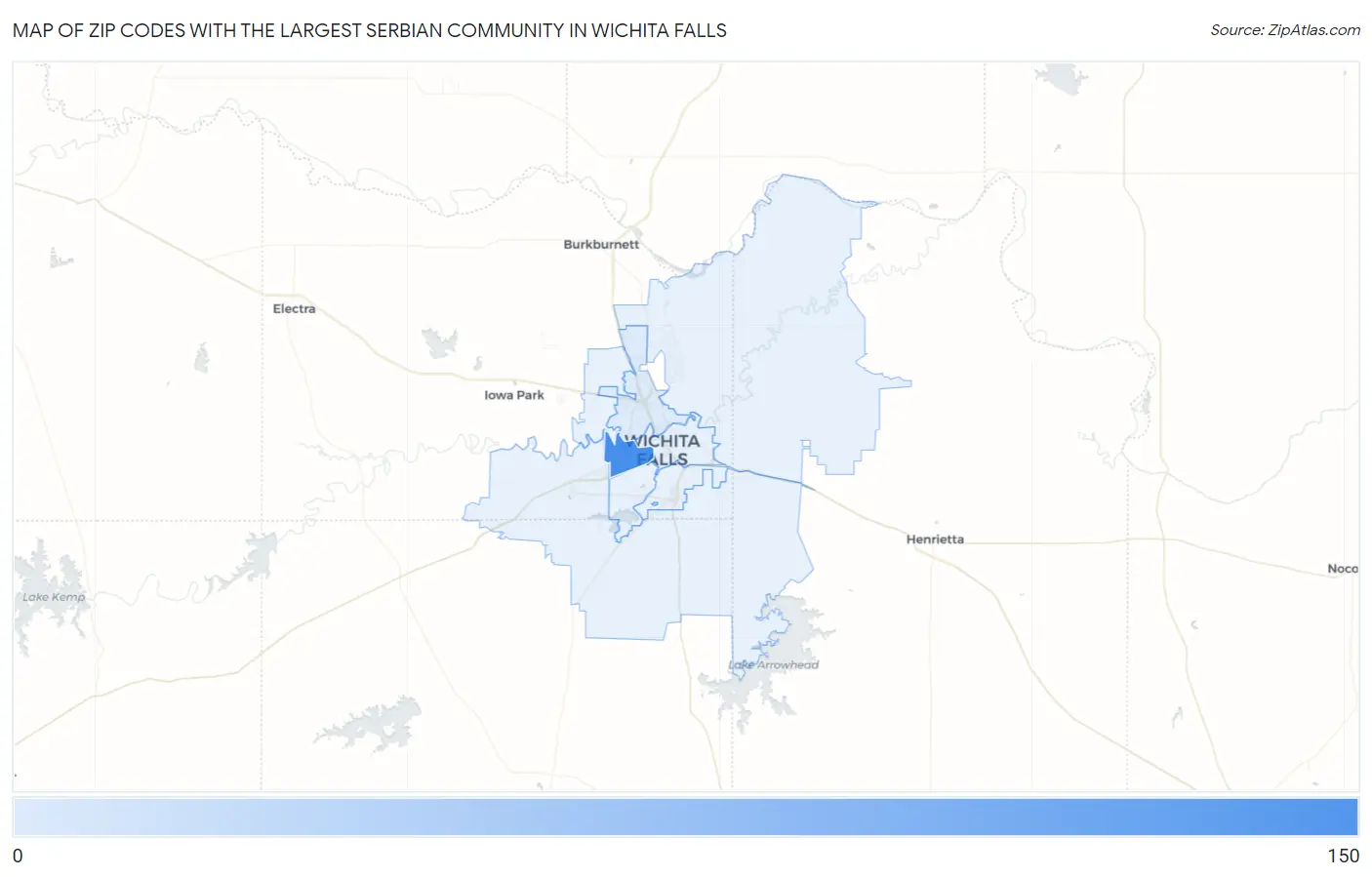 Zip Codes with the Largest Serbian Community in Wichita Falls Map