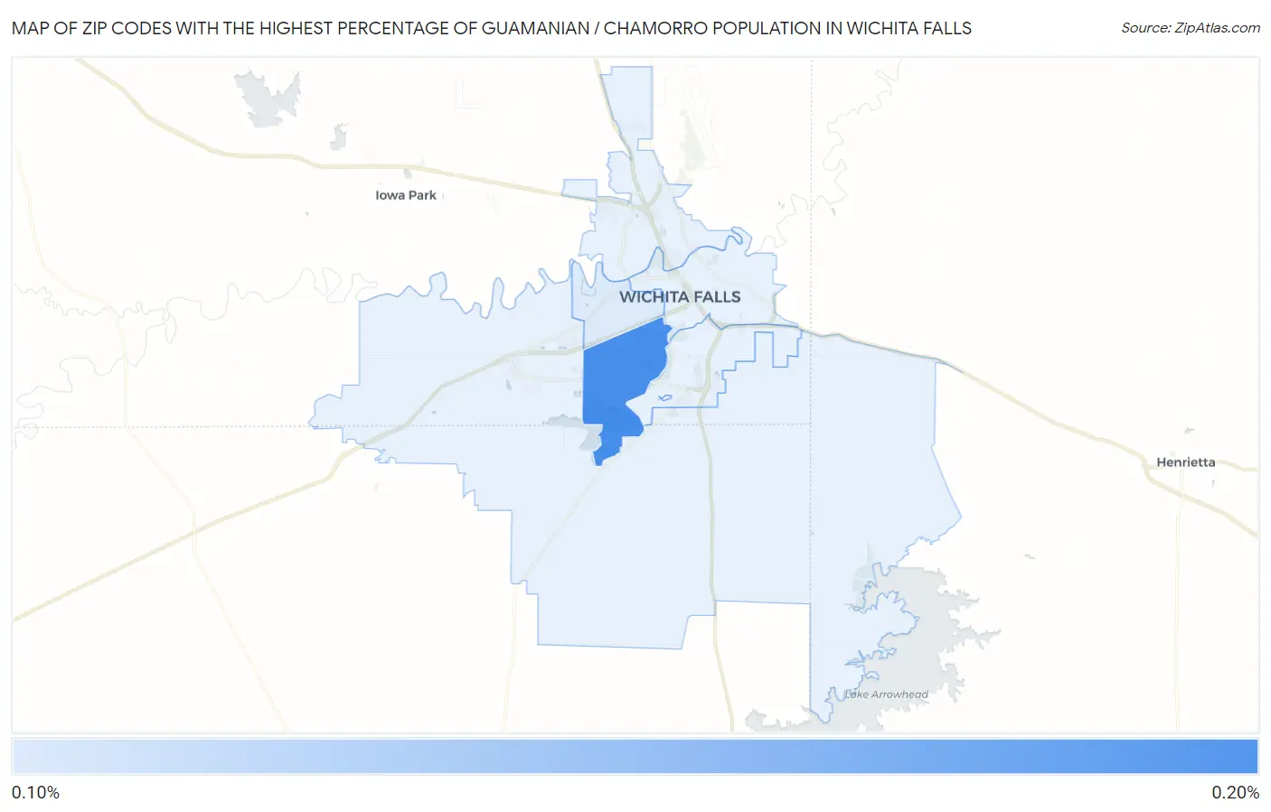 Zip Codes with the Highest Percentage of Guamanian / Chamorro Population in Wichita Falls Map