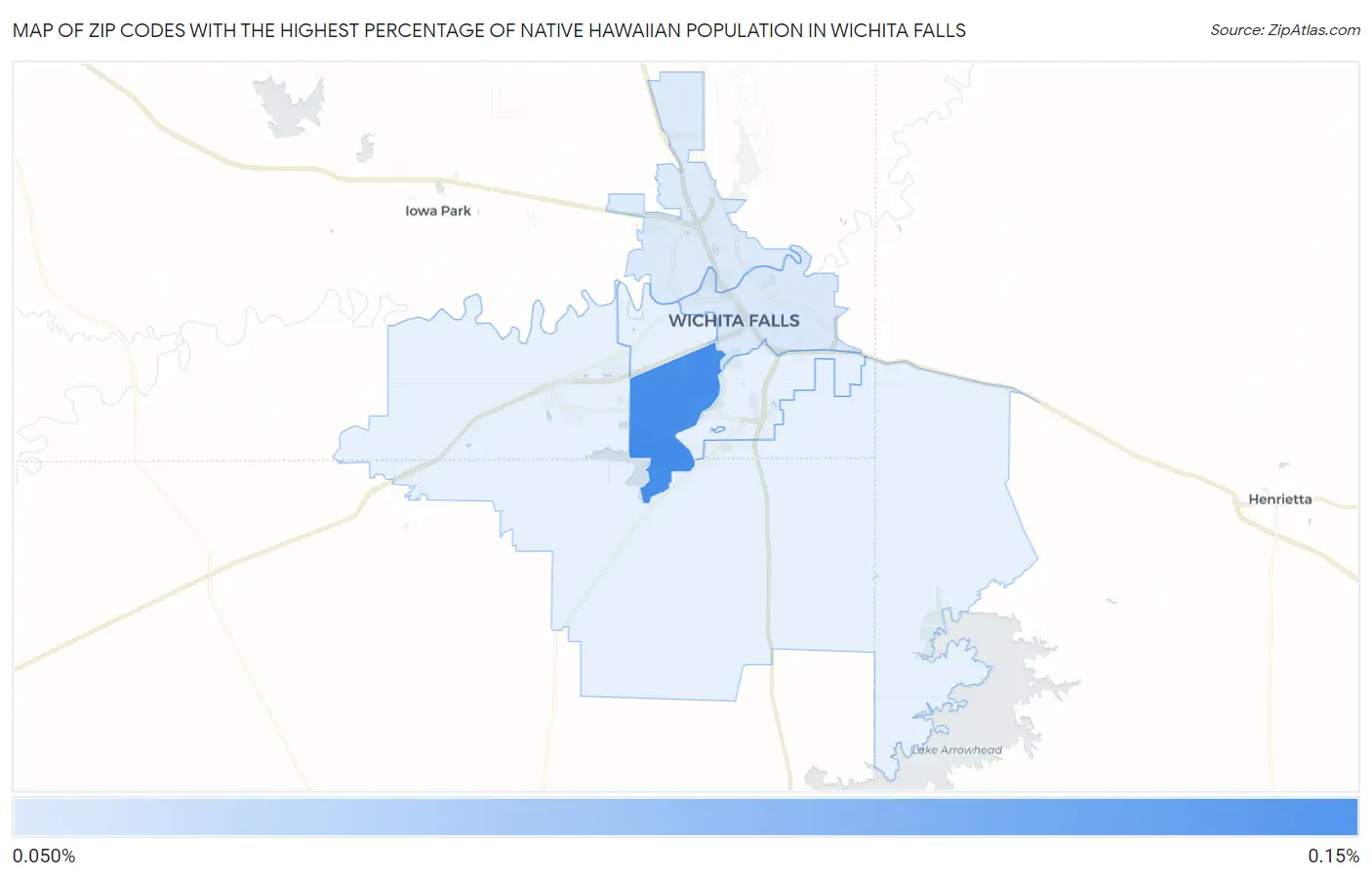 Zip Codes with the Highest Percentage of Native Hawaiian Population in Wichita Falls Map
