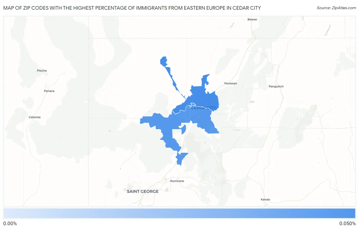 Zip Codes with the Highest Percentage of Immigrants from Eastern Europe in Cedar City Map