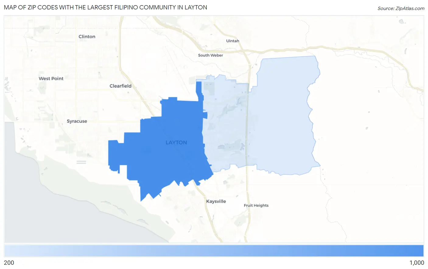 Zip Codes with the Largest Filipino Community in Layton Map