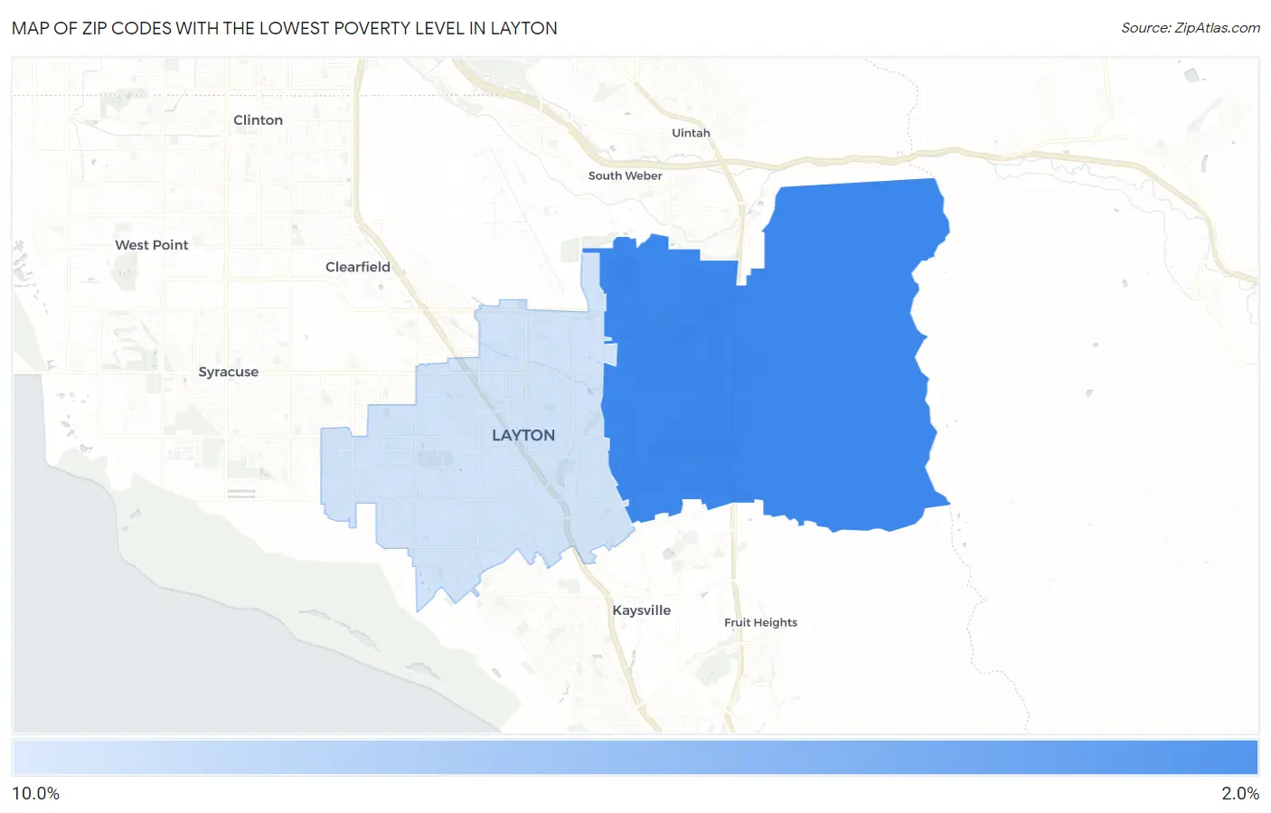 Zip Codes with the Lowest Poverty Level in Layton Map