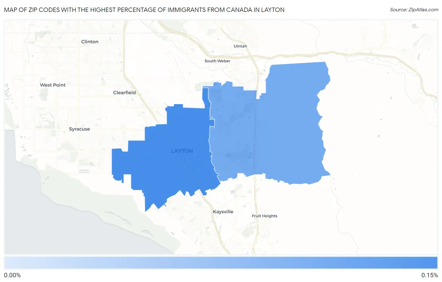 Zip Codes with the Highest Percentage of Immigrants from Canada in Layton Map