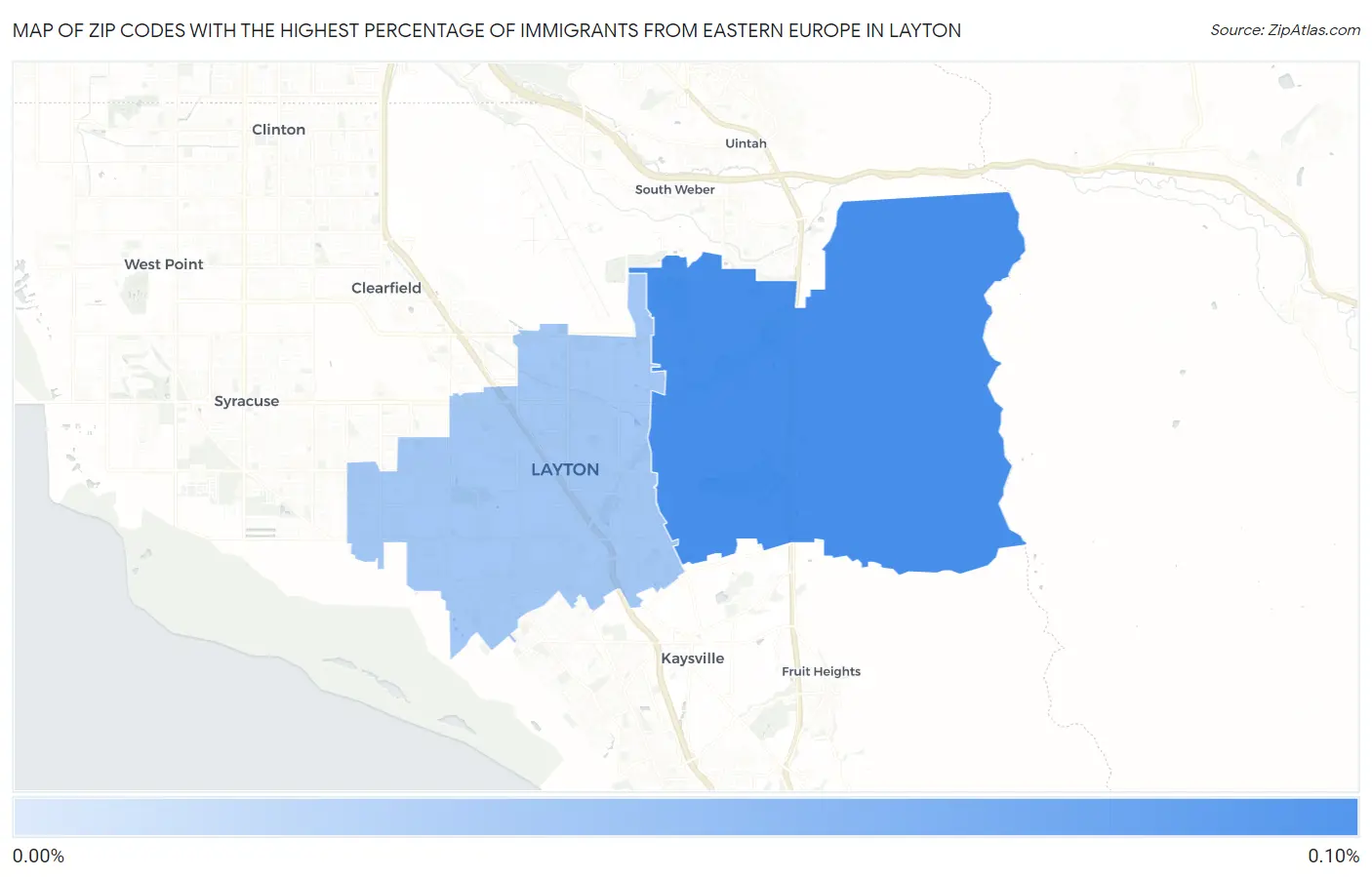 Zip Codes with the Highest Percentage of Immigrants from Eastern Europe in Layton Map