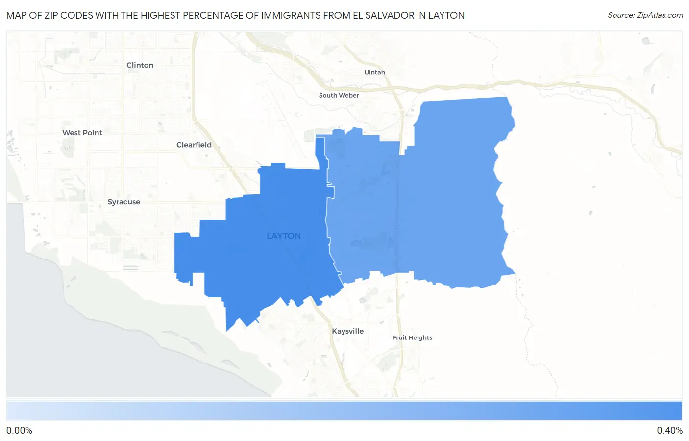 Zip Codes with the Highest Percentage of Immigrants from El Salvador in Layton Map