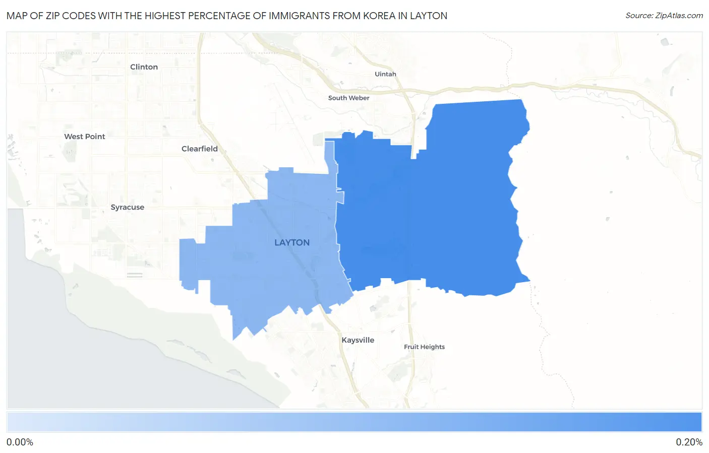 Zip Codes with the Highest Percentage of Immigrants from Korea in Layton Map