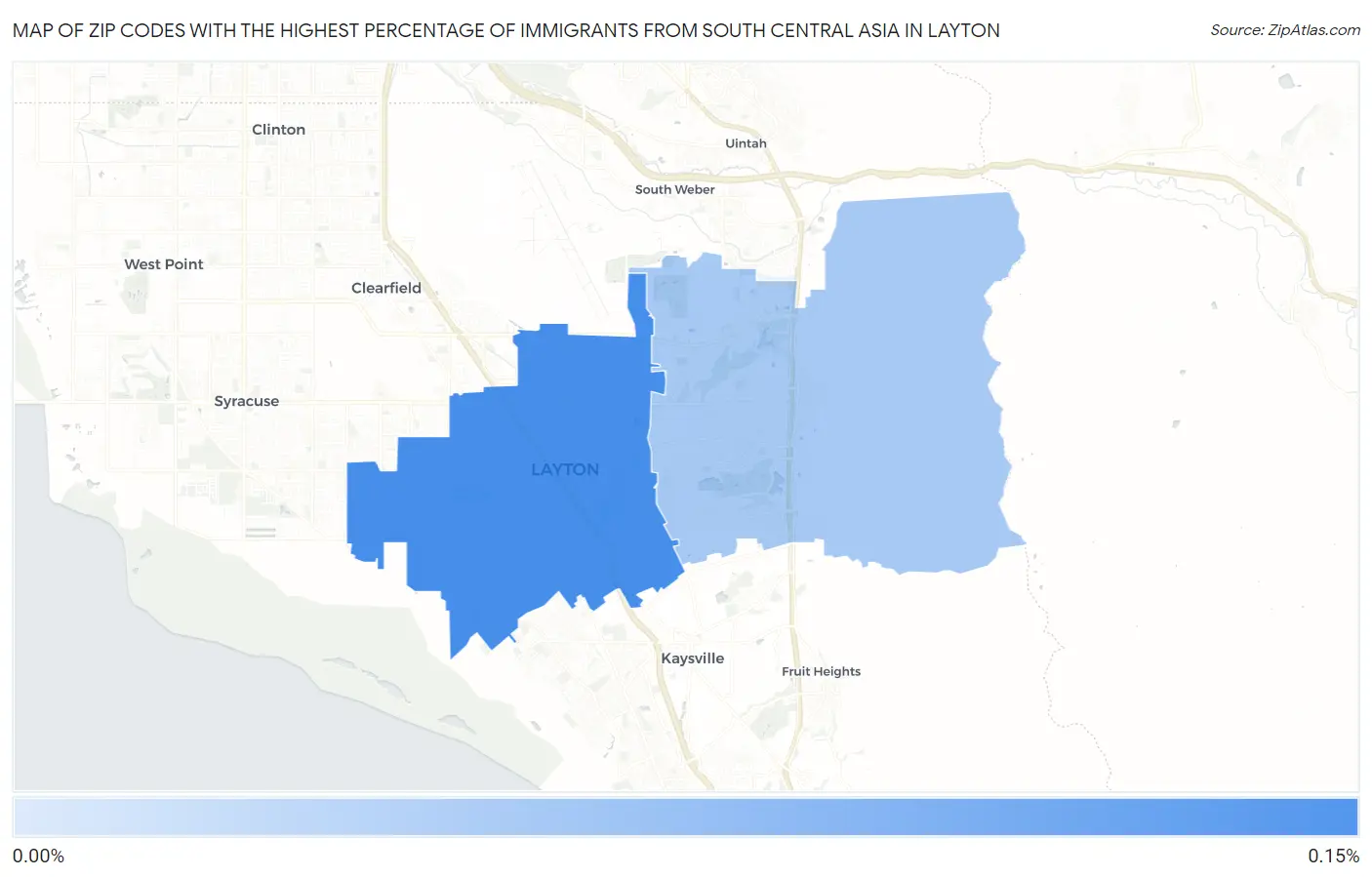 Zip Codes with the Highest Percentage of Immigrants from South Central Asia in Layton Map