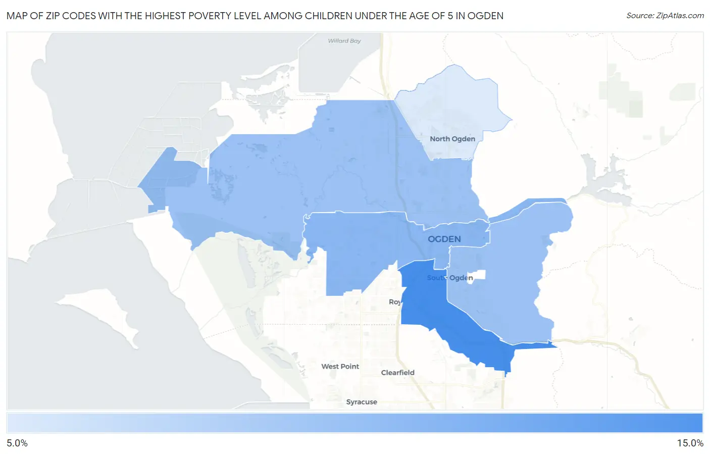 Zip Codes with the Highest Poverty Level Among Children Under the Age of 5 in Ogden Map