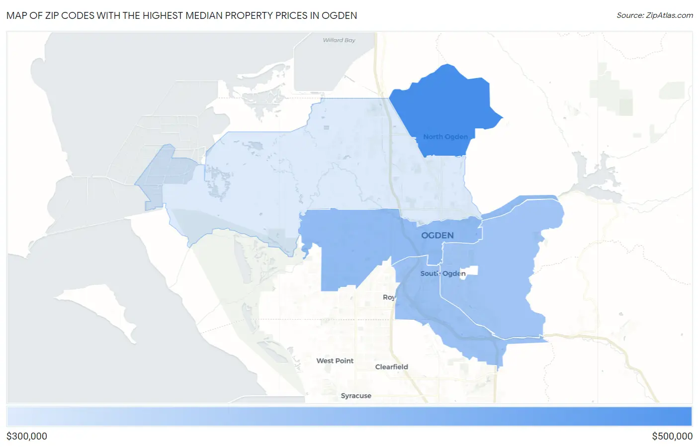 Zip Codes with the Highest Median Property Prices in Ogden Map