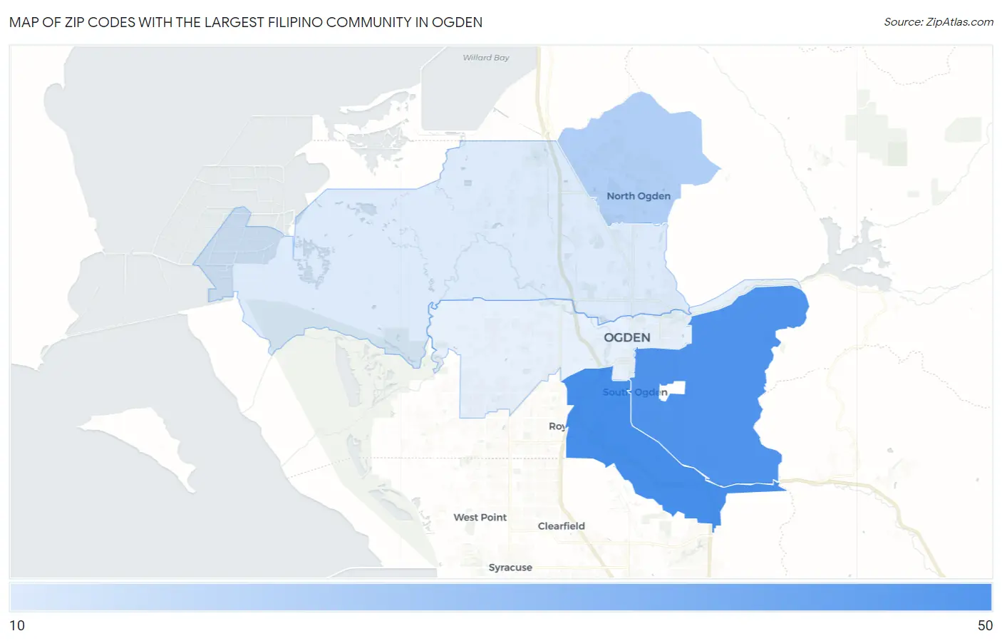 Zip Codes with the Largest Filipino Community in Ogden Map
