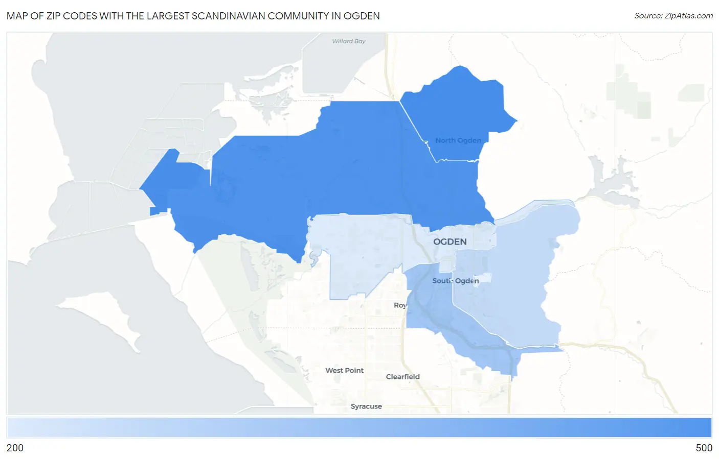 Zip Codes with the Largest Scandinavian Community in Ogden Map