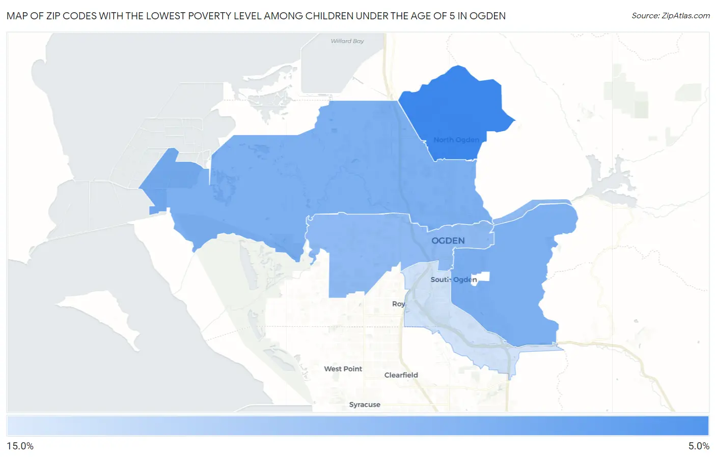 Zip Codes with the Lowest Poverty Level Among Children Under the Age of 5 in Ogden Map