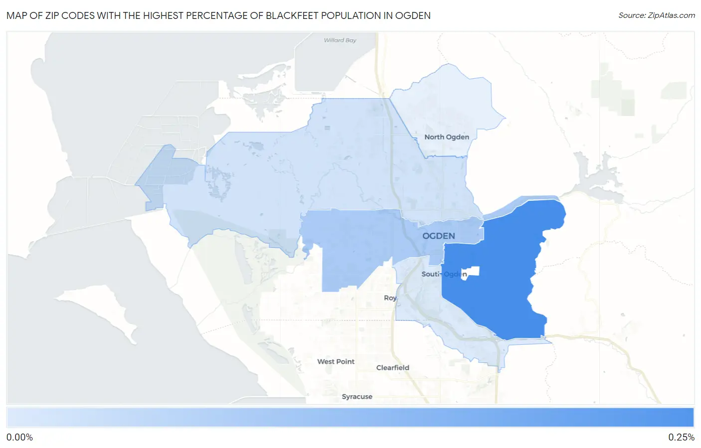 Zip Codes with the Highest Percentage of Blackfeet Population in Ogden Map