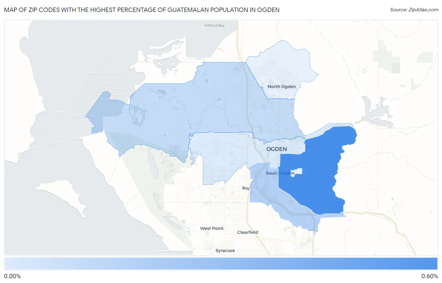 Zip Codes with the Highest Percentage of Guatemalan Population in Ogden Map