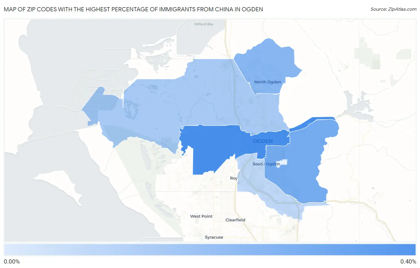 Zip Codes with the Highest Percentage of Immigrants from China in Ogden Map