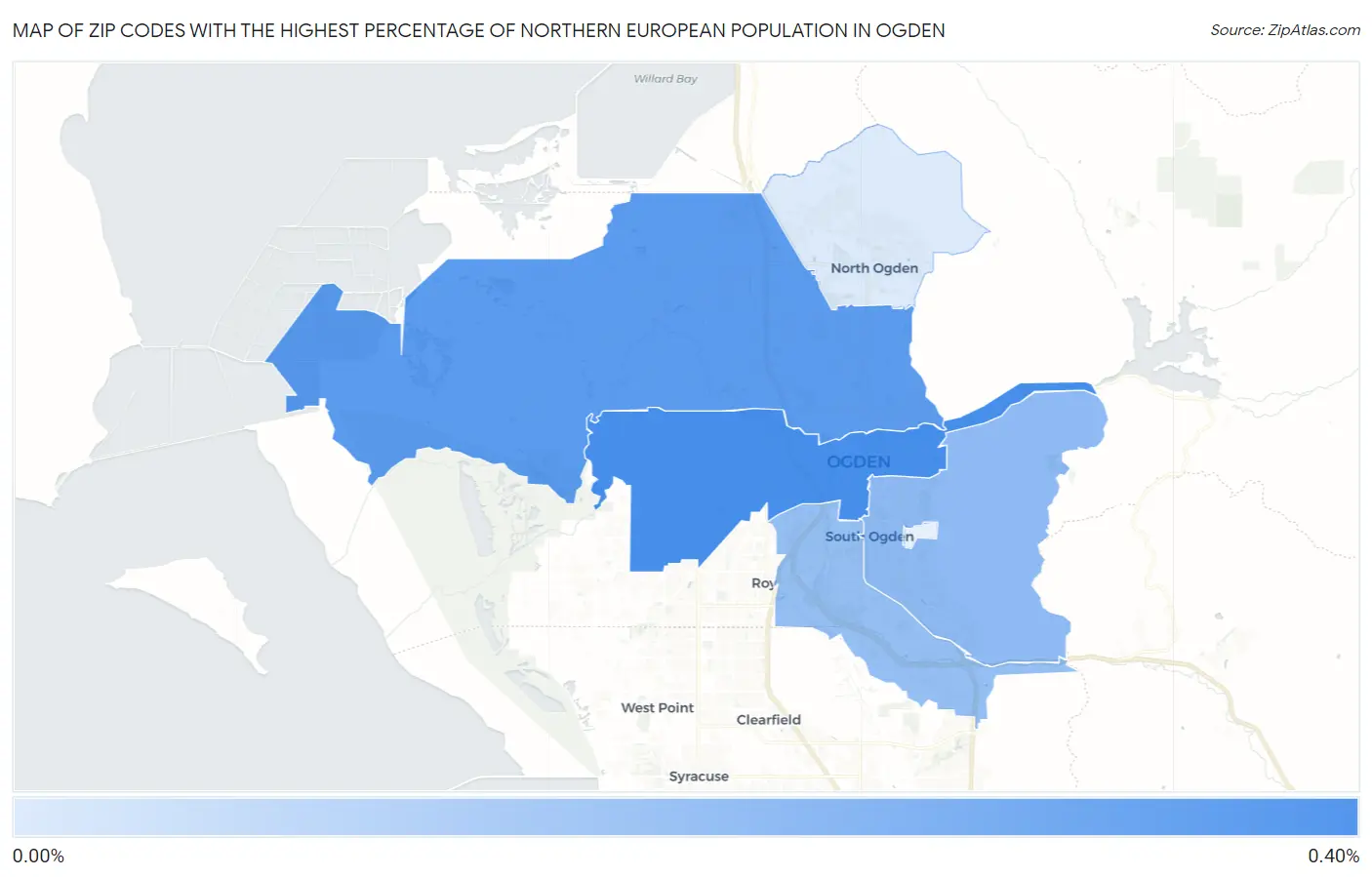 Zip Codes with the Highest Percentage of Northern European Population in Ogden Map