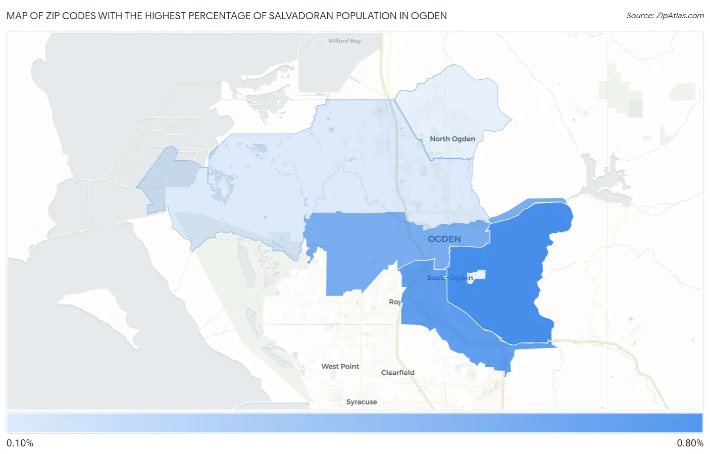 Zip Codes with the Highest Percentage of Salvadoran Population in Ogden Map