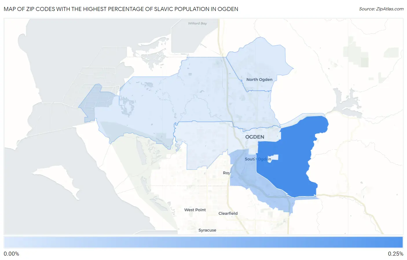 Zip Codes with the Highest Percentage of Slavic Population in Ogden Map