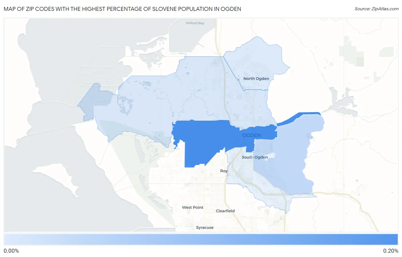 Zip Codes with the Highest Percentage of Slovene Population in Ogden Map