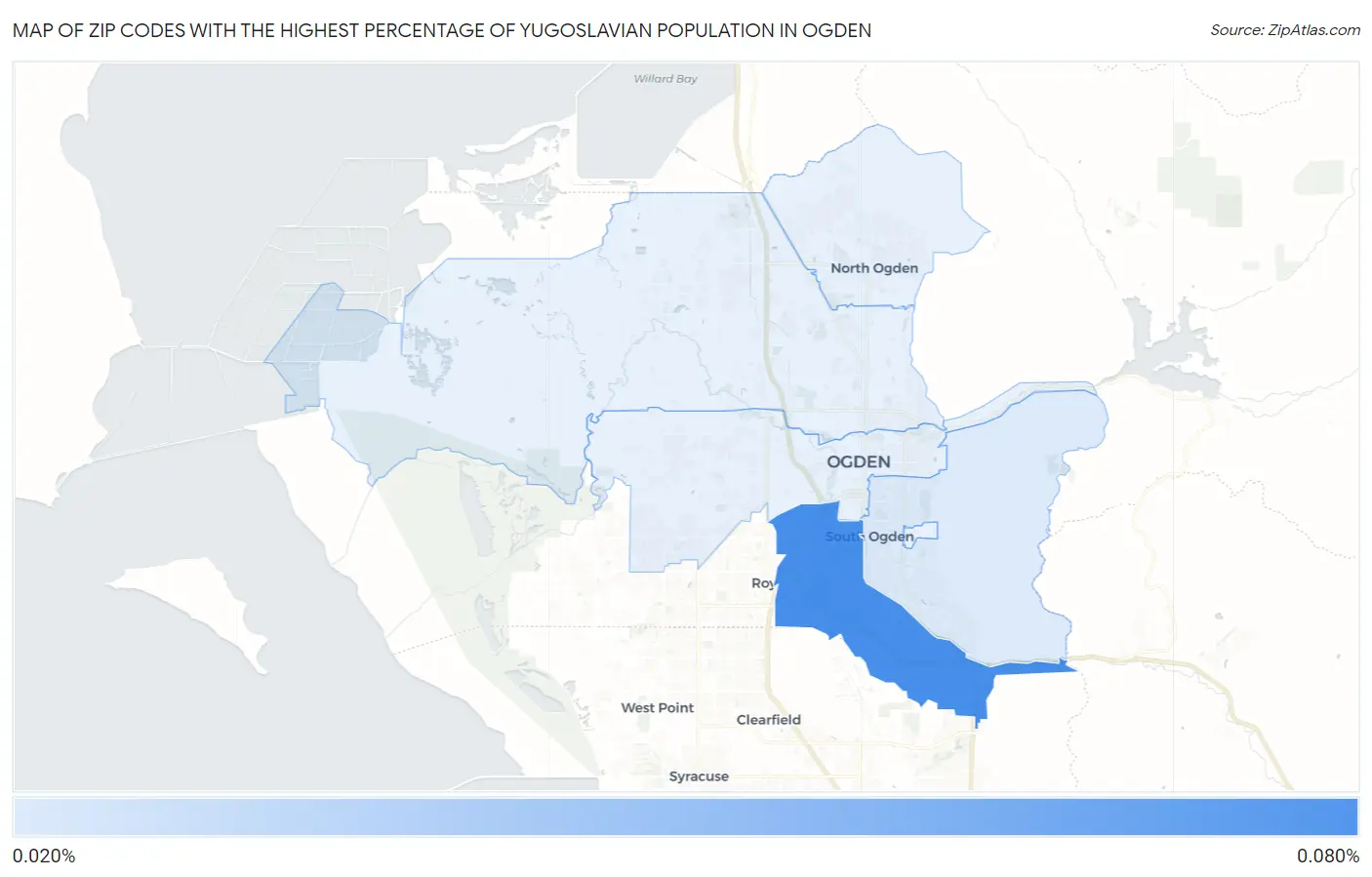 Zip Codes with the Highest Percentage of Yugoslavian Population in Ogden Map
