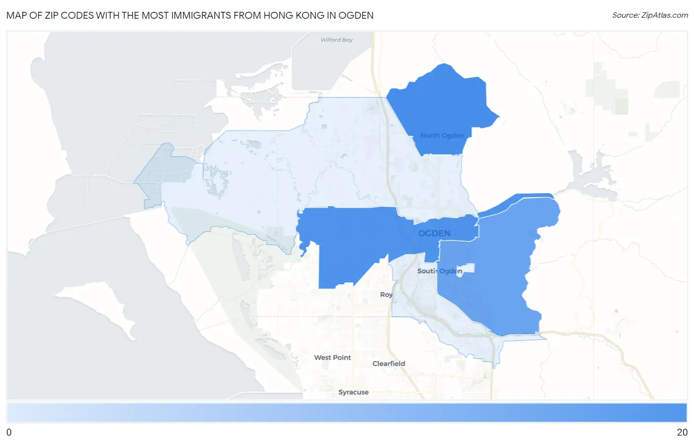 Zip Codes with the Most Immigrants from Hong Kong in Ogden Map