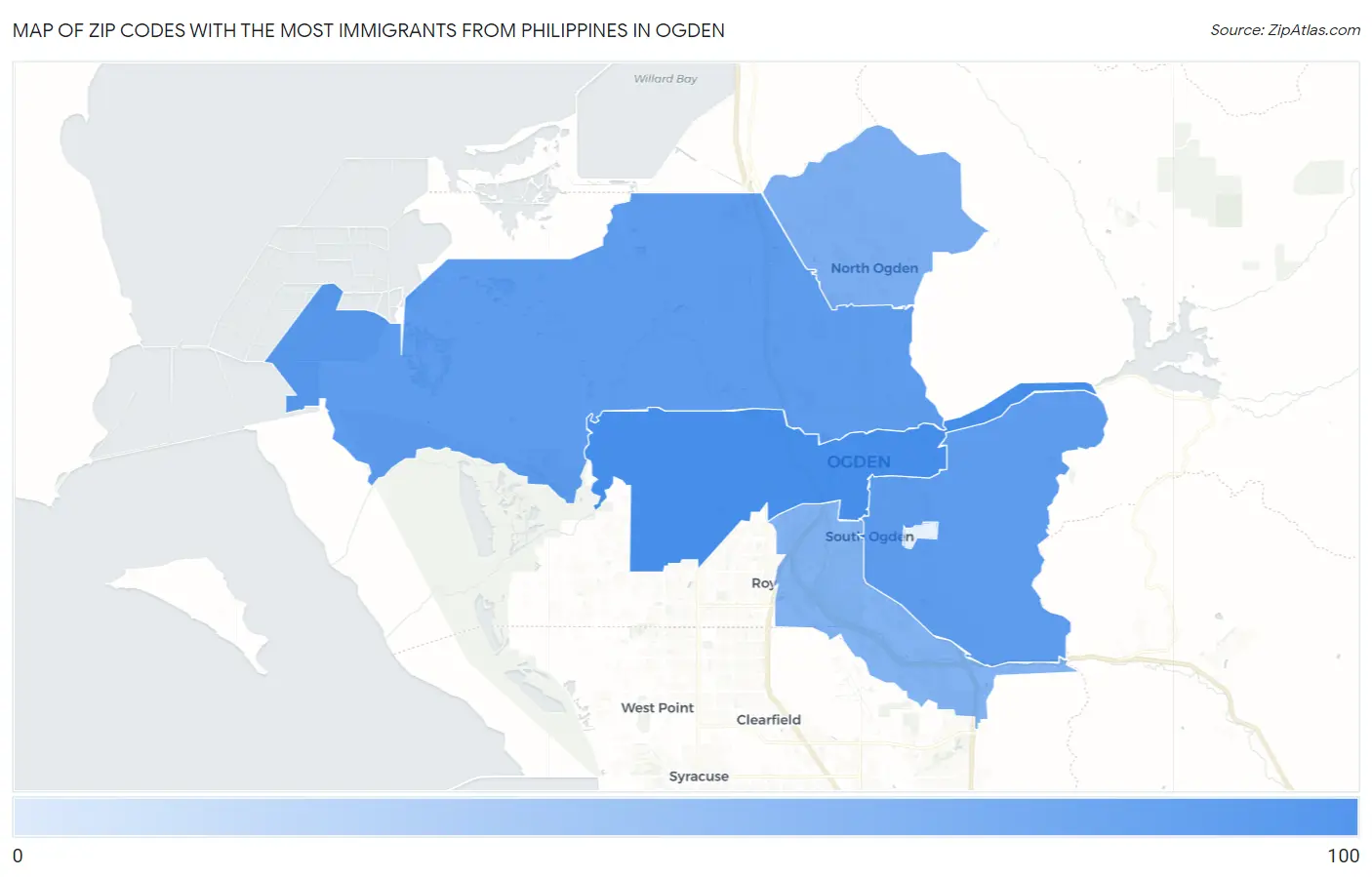 Zip Codes with the Most Immigrants from Philippines in Ogden Map