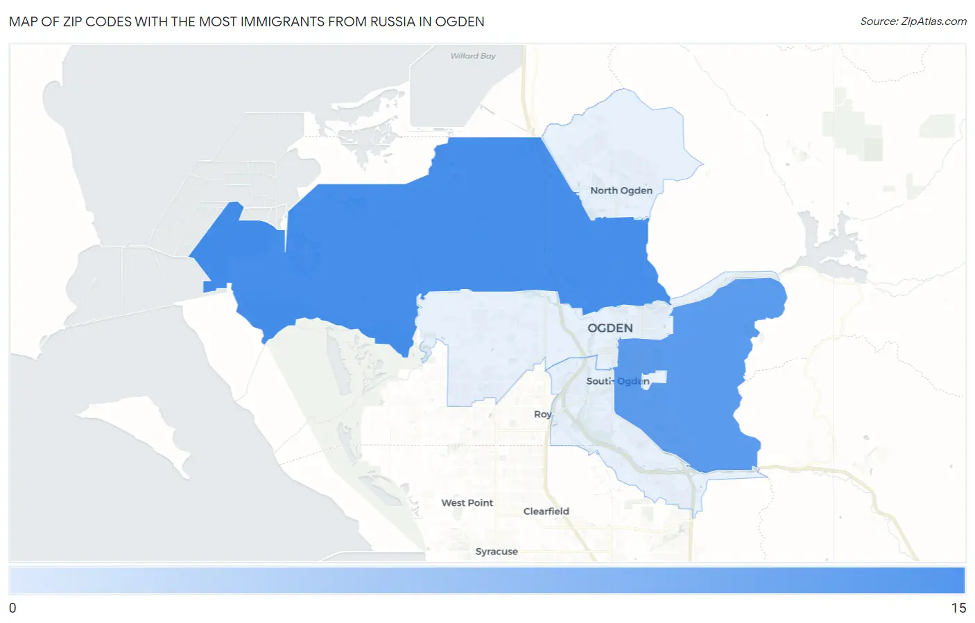 Zip Codes with the Most Immigrants from Russia in Ogden Map