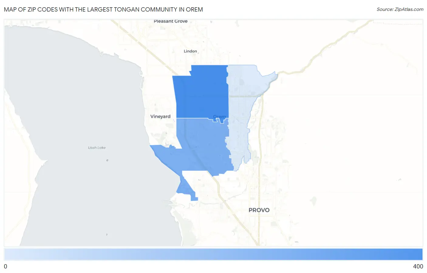 Zip Codes with the Largest Tongan Community in Orem Map