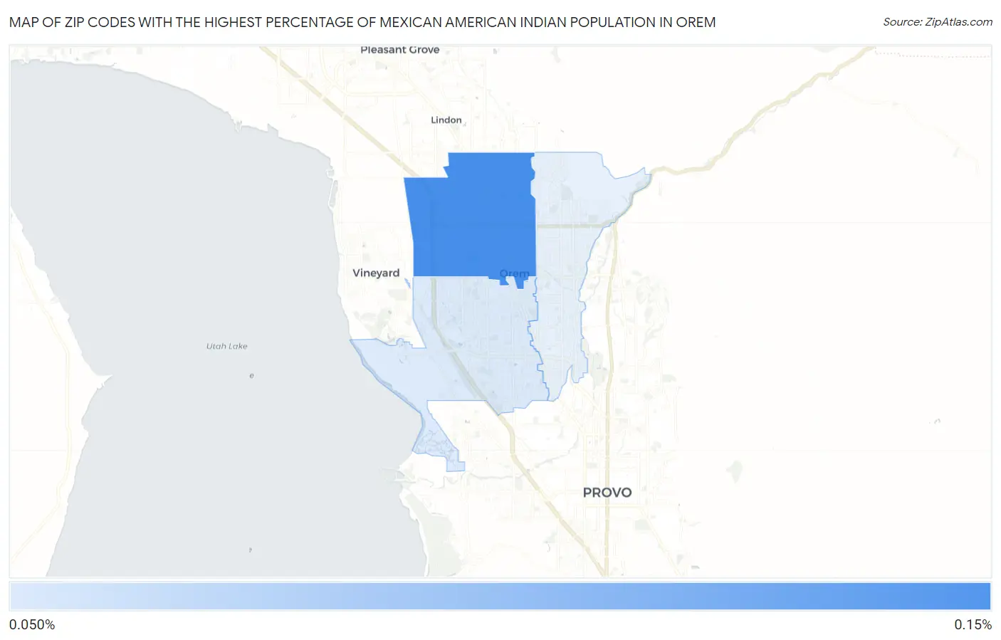 Zip Codes with the Highest Percentage of Mexican American Indian Population in Orem Map