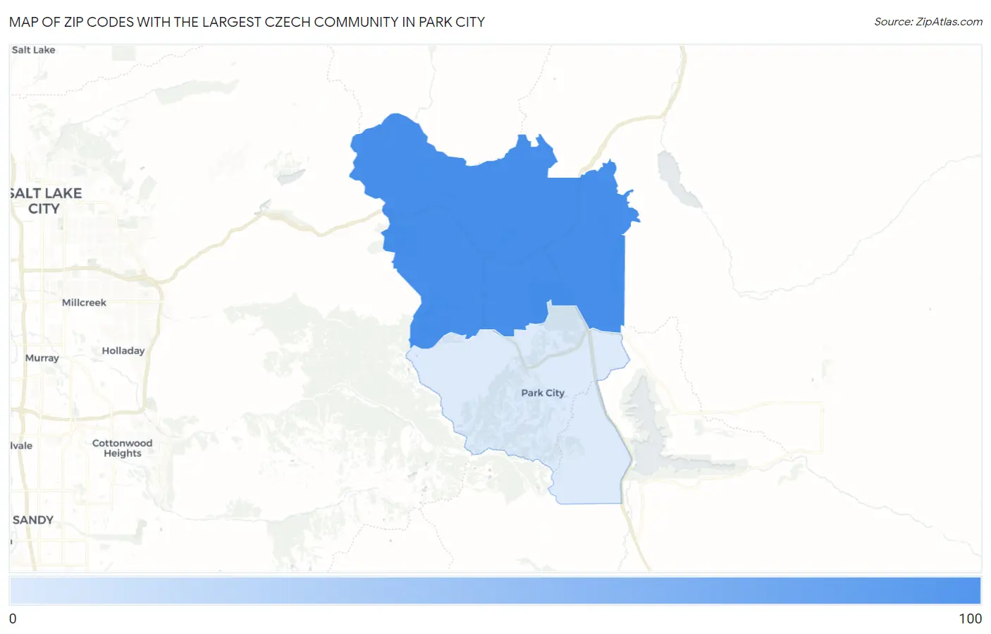 Zip Codes with the Largest Czech Community in Park City Map