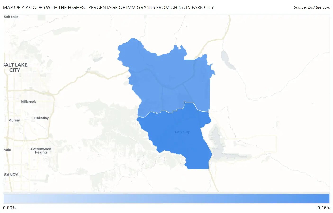 Zip Codes with the Highest Percentage of Immigrants from China in Park City Map