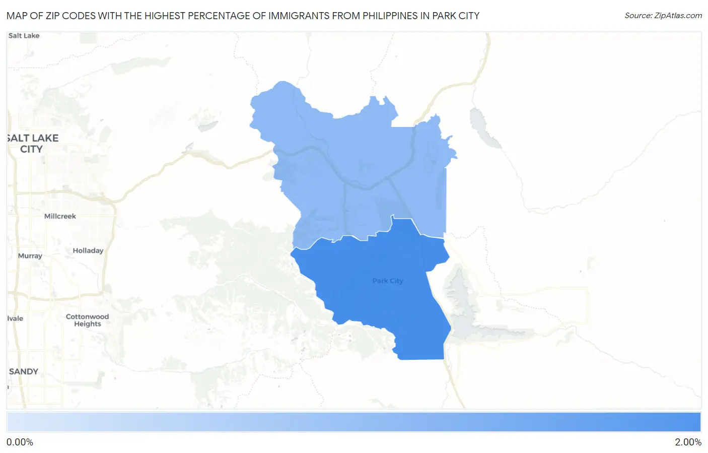 Zip Codes with the Highest Percentage of Immigrants from Philippines in Park City Map