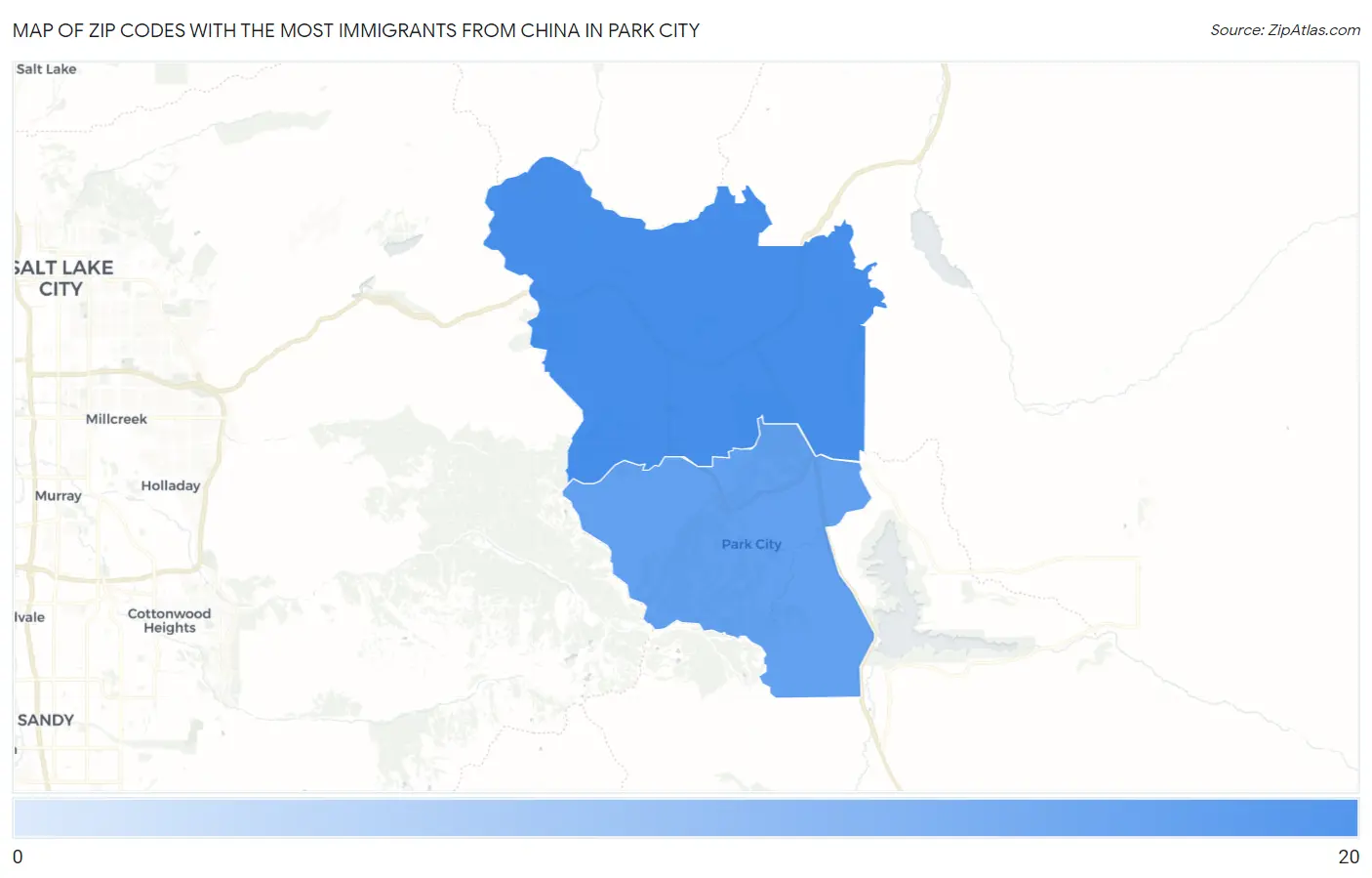 Zip Codes with the Most Immigrants from China in Park City Map