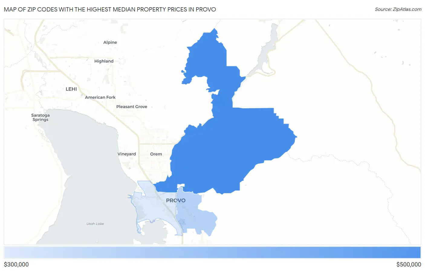 Zip Codes with the Highest Median Property Prices in Provo Map