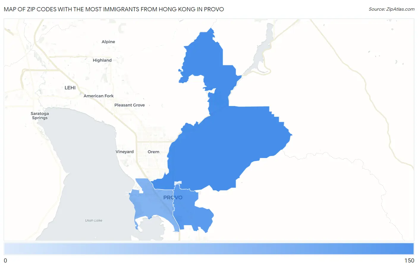 Zip Codes with the Most Immigrants from Hong Kong in Provo Map