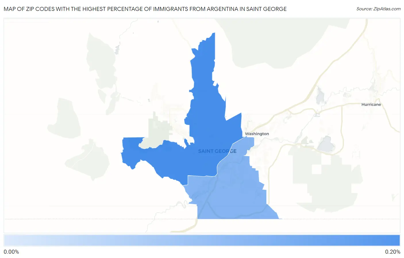 Zip Codes with the Highest Percentage of Immigrants from Argentina in Saint George Map